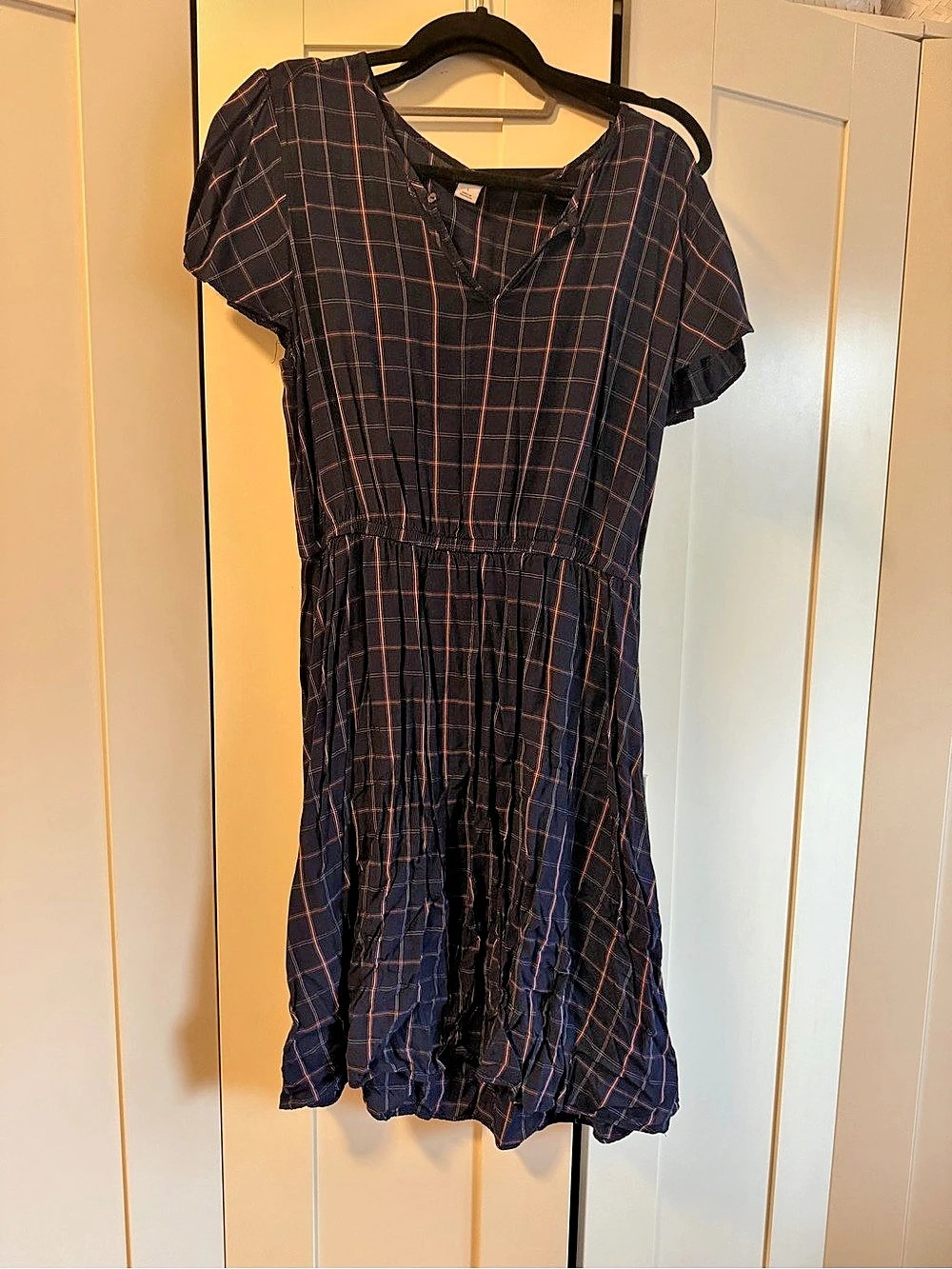 Old Navy Plaid Mini Dress in Navy blue